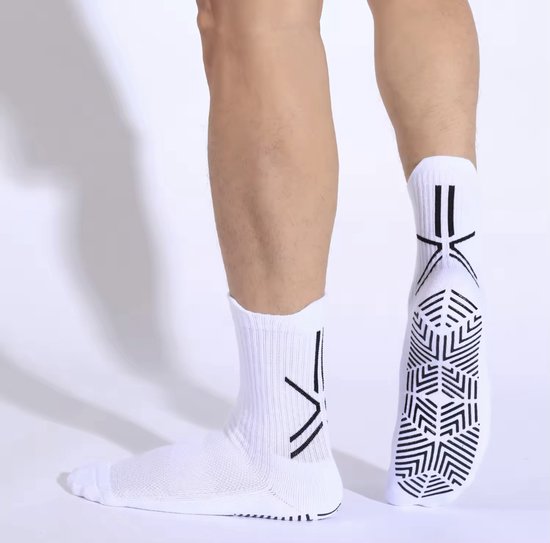 Gripsokken Wit (39-45) – Antislip Sportsokken voor Voetbal, Fitness & Pilates – Anti-Blaren – ProForm Performance Pro