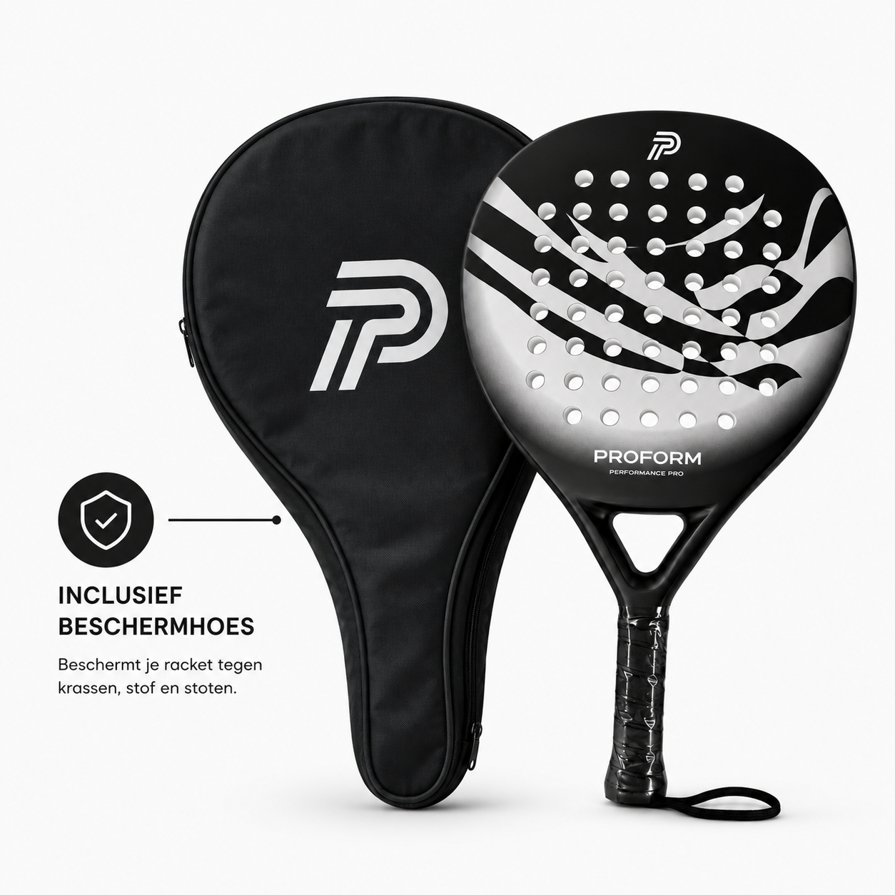 PROFORM Performance Pro Padelracket - Inclusief Beschermhoes - Soft EVA Kern - 365g - Carbon & Glasvezel - Voor Beginners & Gevorderden
