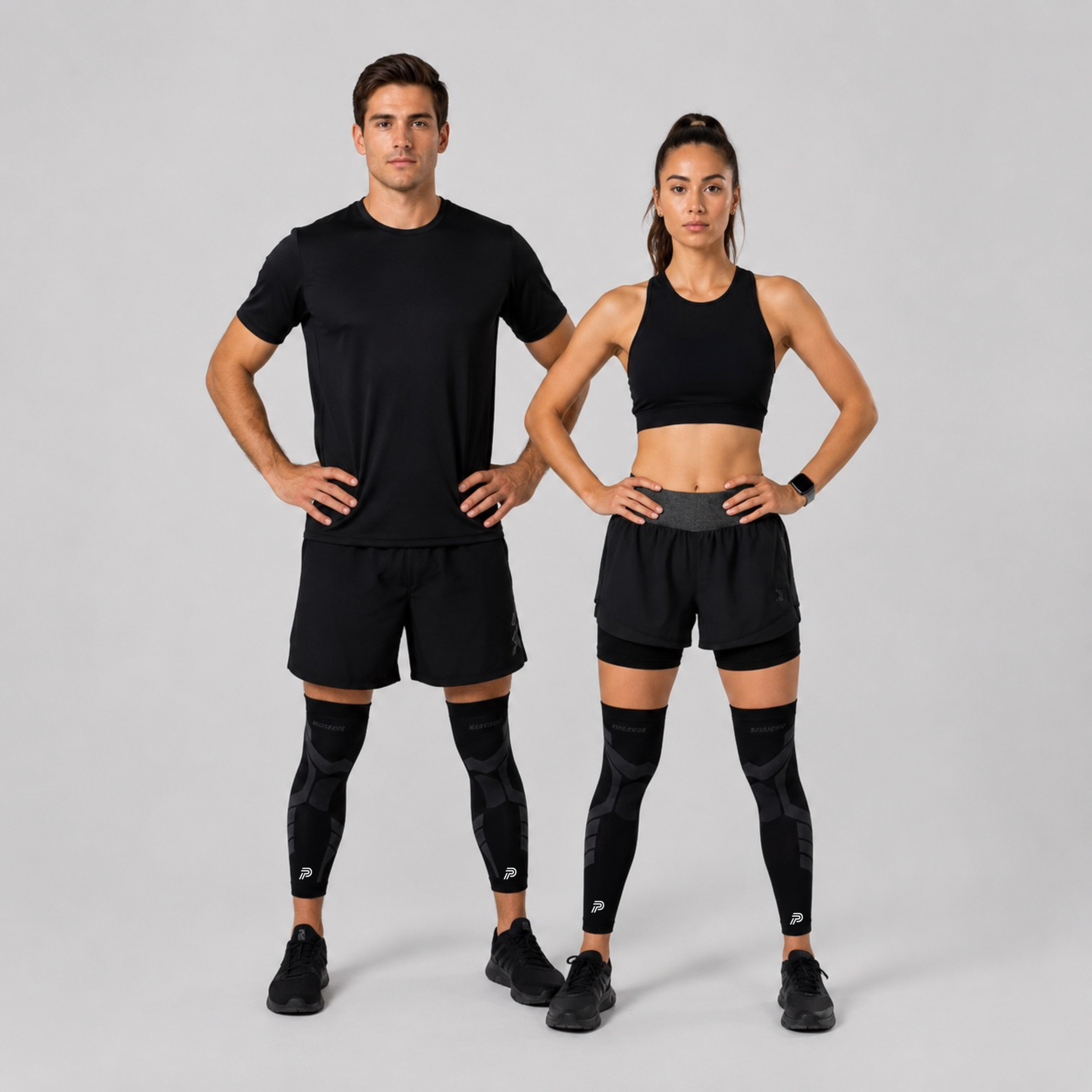 Performance Pro Compressie Knie Sleeve - Been Sleeve Sport - 2 Stuks - Zwart